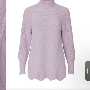Rebecca Taylor basket-woven mock neck Lavender Knit Women's Sweater